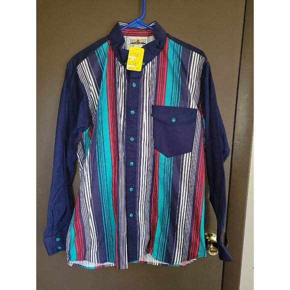 Vntg NOS Dakota Sunset Western Striped Long Steeve Button Up Shirt w/tags Medium - Picture 1 of 7